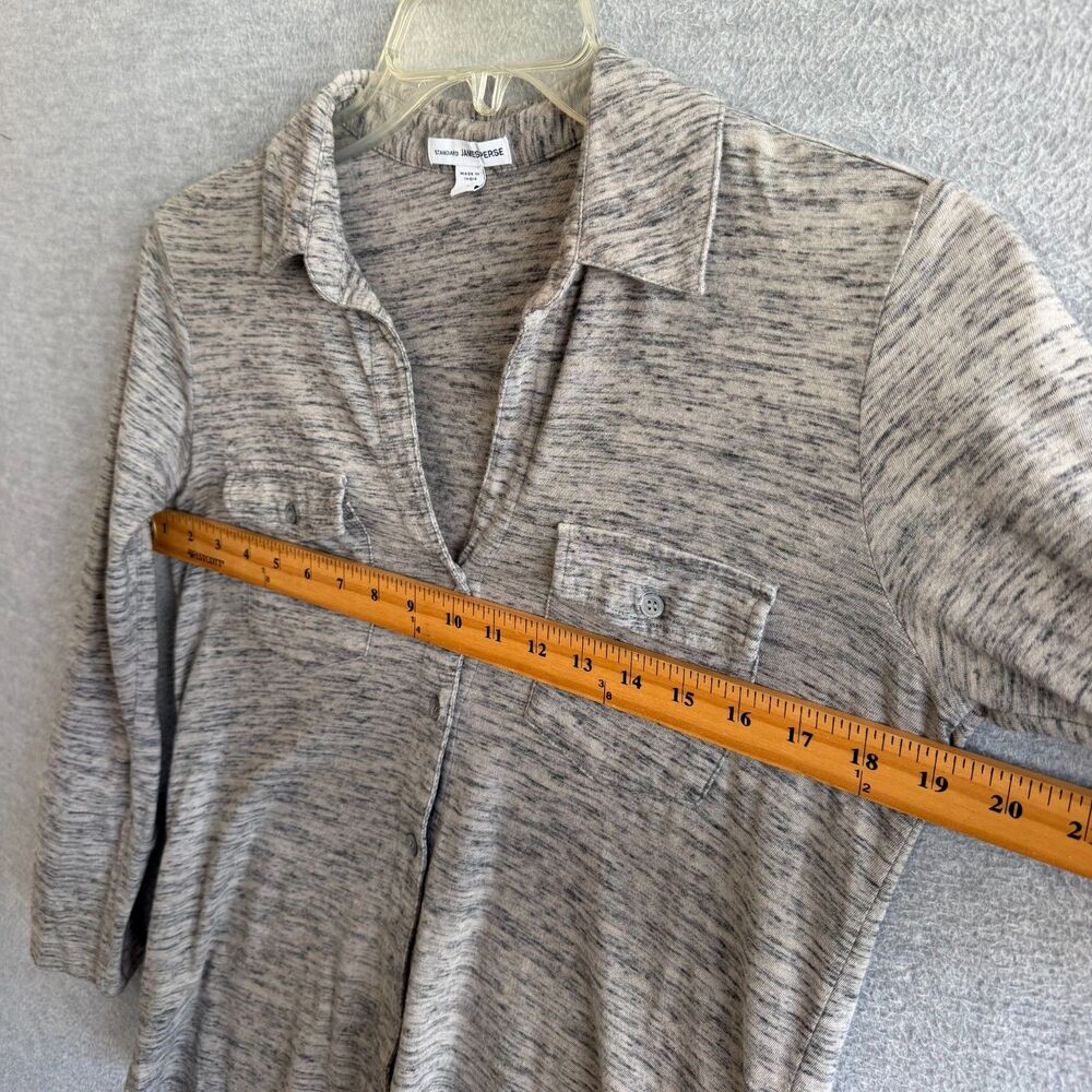 James Perse Collared Top 1 Small Minimalist Capsule Heather Gray Button Up Shirt - Picture 6 of 10